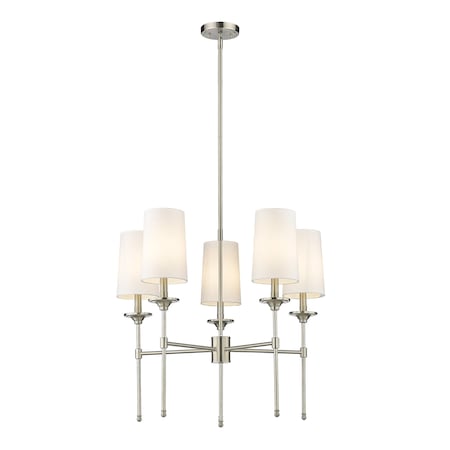 Z-Lite Emily 5 Light Chandelier, Brushed Nickel & Off White 3033-5BN
